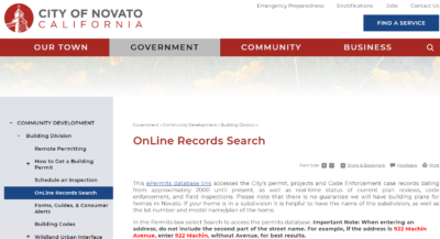 city of novato inspection website