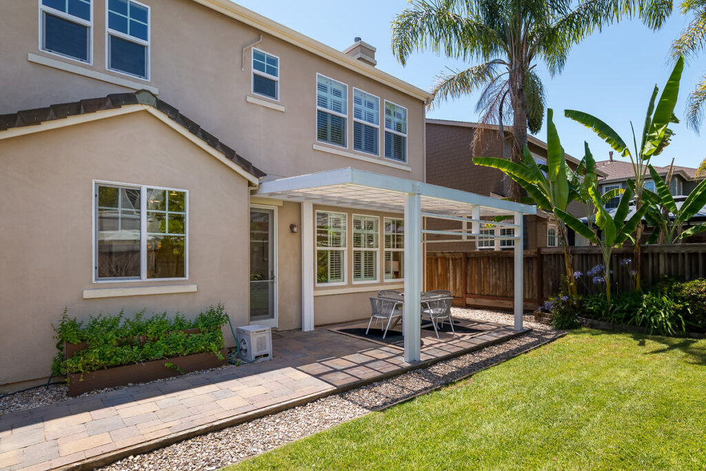 Back yard at 76 Oak Grove Dr in Pointe Marin Novato