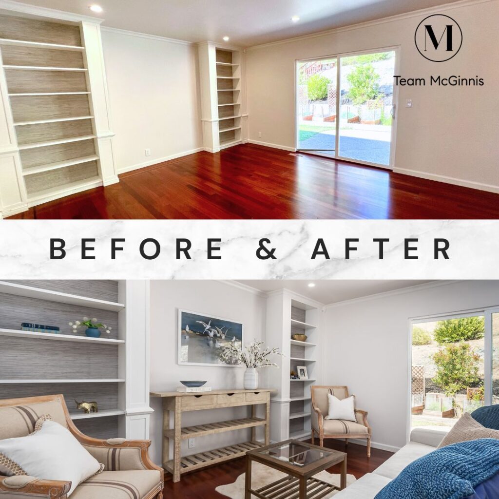 Family room home staging in Novato