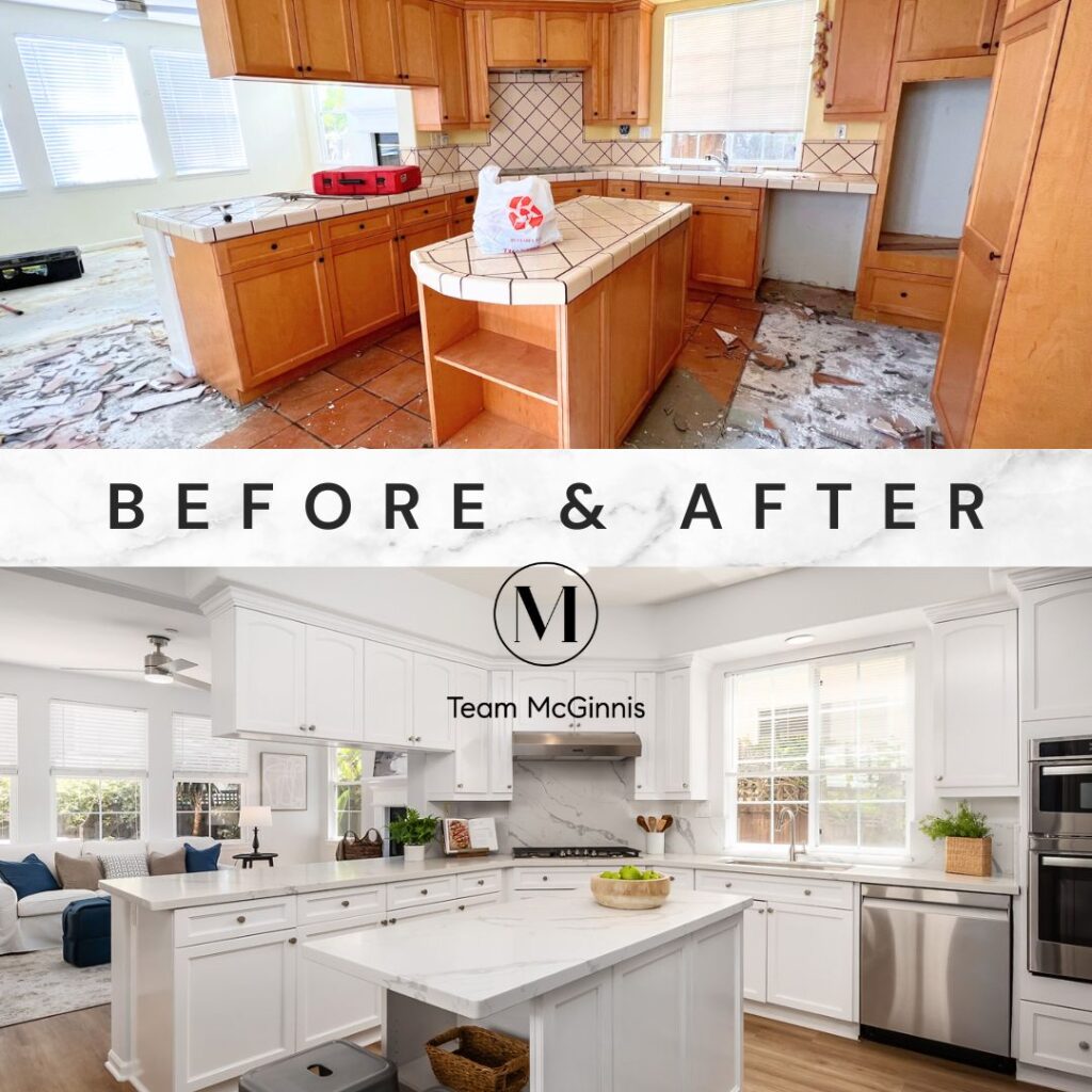 Before and after kitchen updating by Team McGinnis in Hamilton Novato