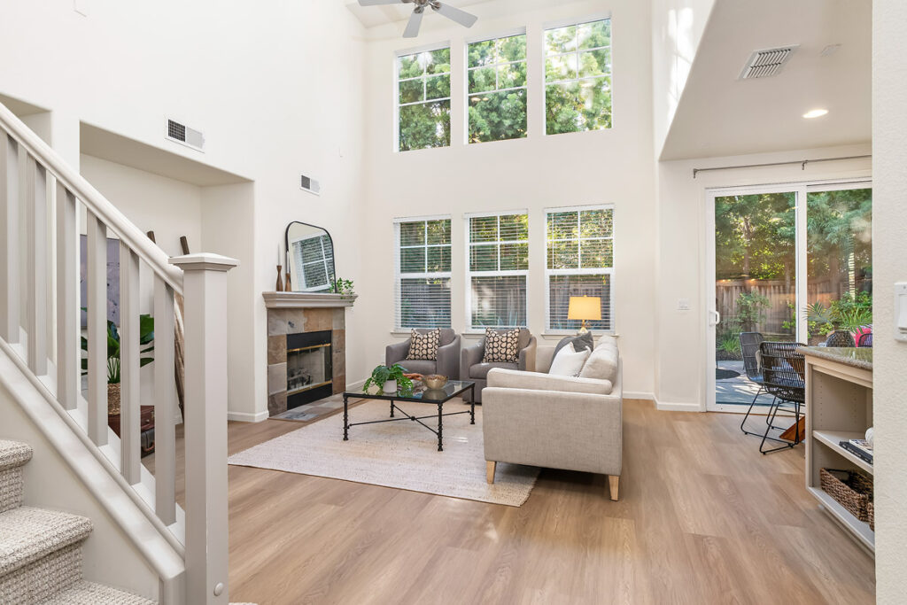 Living room inside a home in Pointe Marin Novato